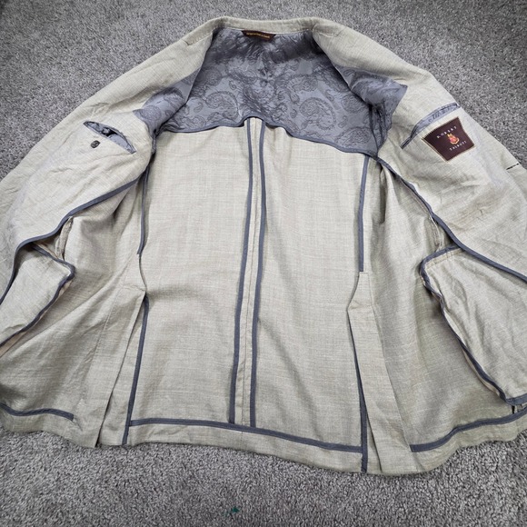 Robert Talbott Carmel Blazer 44R Men's Tan Wool Silk Linen Sport Coat Canada - Picture 6 of 16